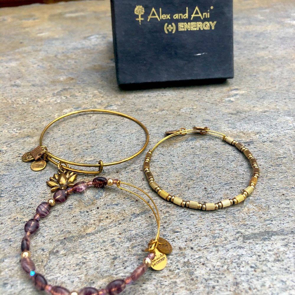 Alex and Ani 3 bangle bracelets set.